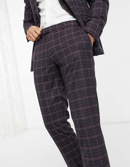 River Island skinny suit pants in red plaid, 3 of 4