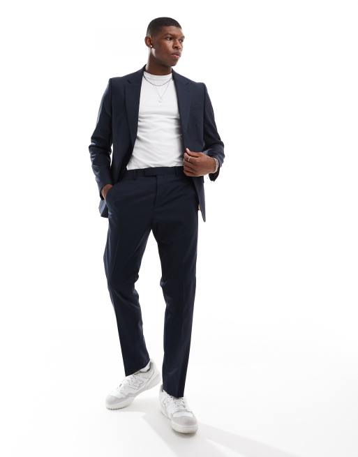 River Island skinny suit trouser in navy | ASOS