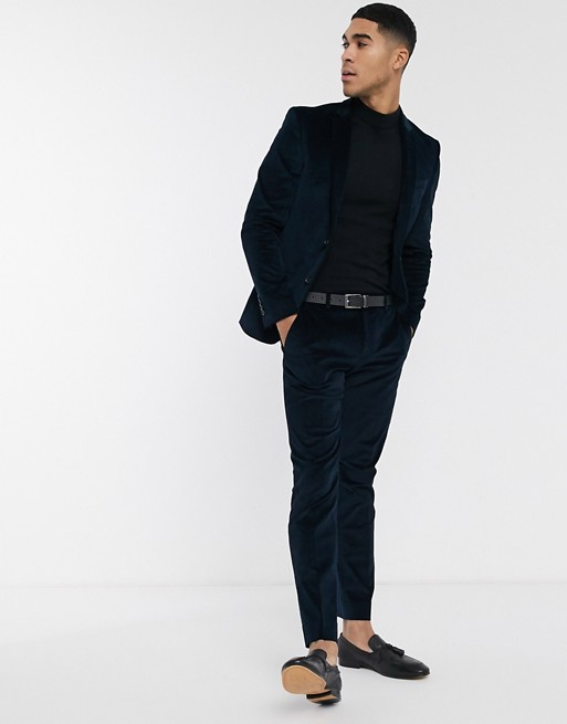 River Island skinny suit trousers in blue cord