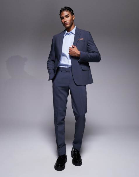 River Island skinny suit trousers in blue 