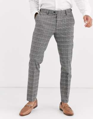 River Island - Pantalon de costume ajusté - Carreaux gris Gris