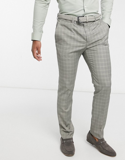River Island skinny suit trousers in grey check