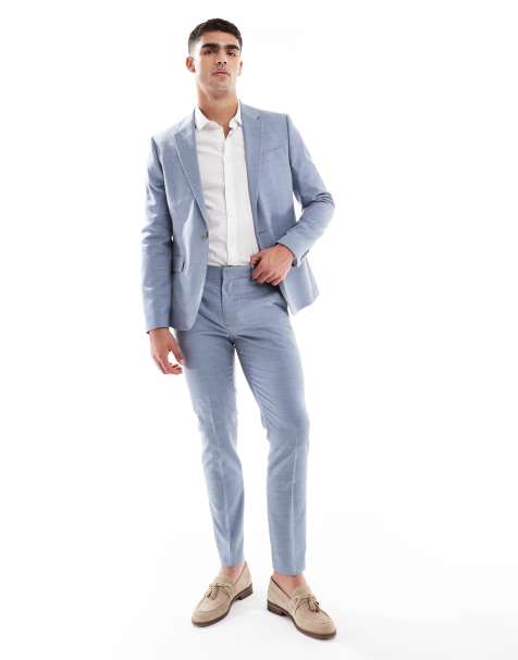 River Island skinny suit trousers in light blue - view 1