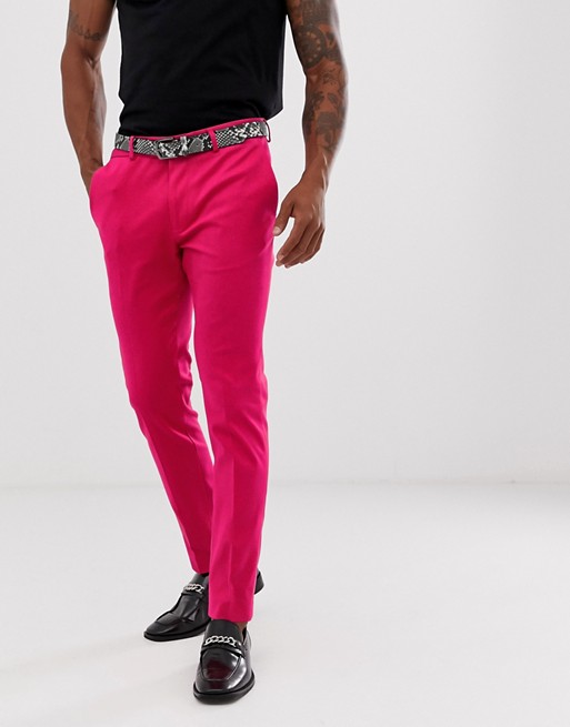 River Island skinny suit trousers in neon pink