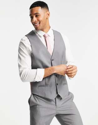 River Island Skinny Suit Waistcoat In Grey-gray