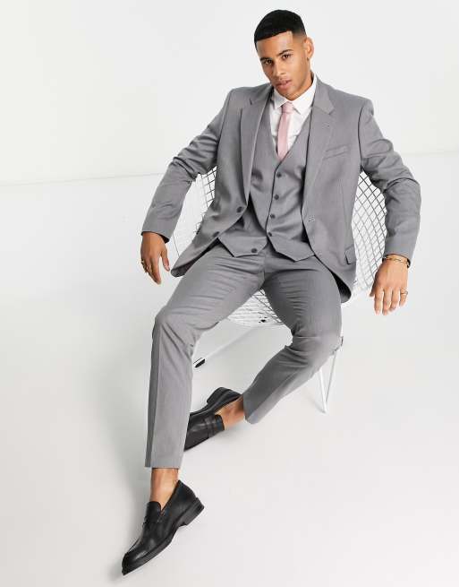 River Island skinny suit waistcoat in grey, 3 of 4