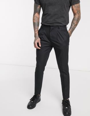 black tapered slacks