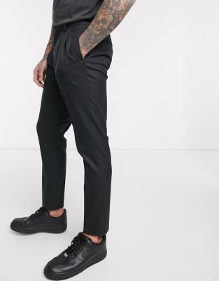 black skinny tapered trousers