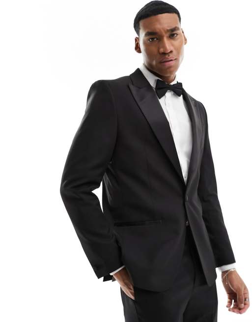 River Island skinny tuxedo jacket in black | ASOS