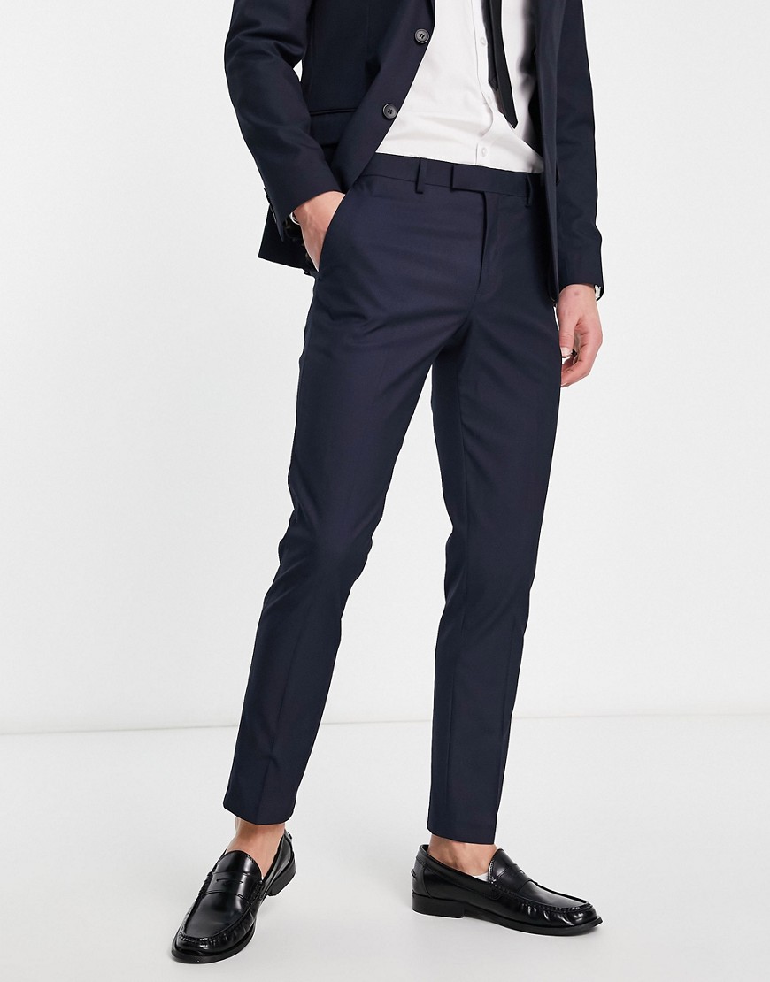 River Island skinny twill suit pants in navy