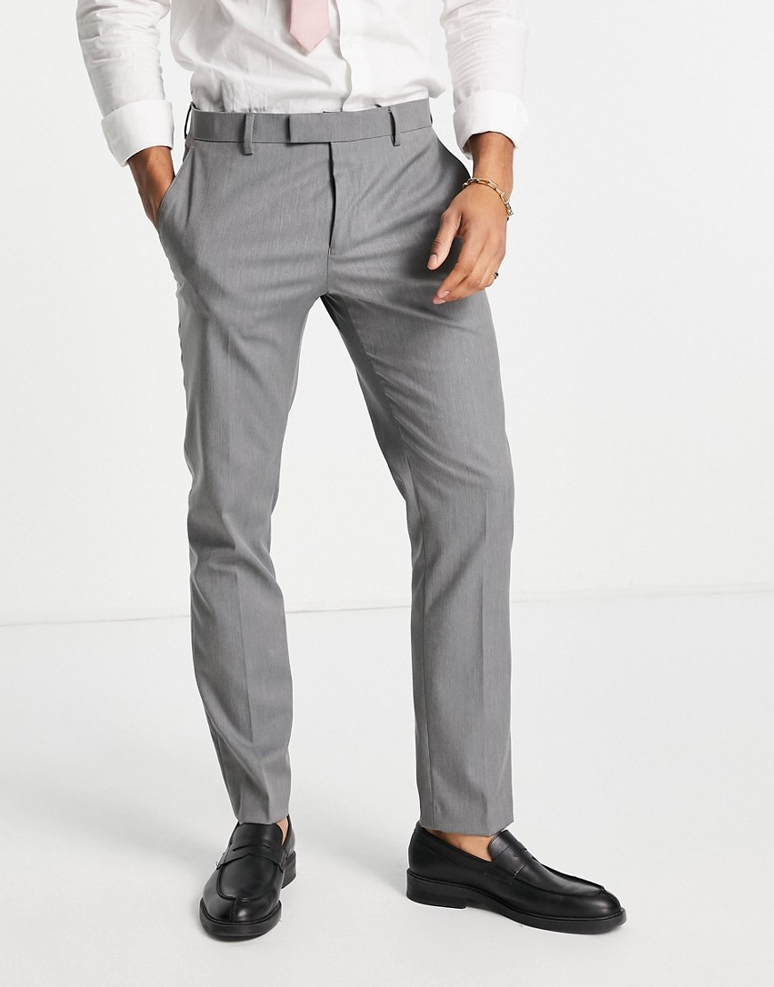 River Island skinny twill suit trousers in grey