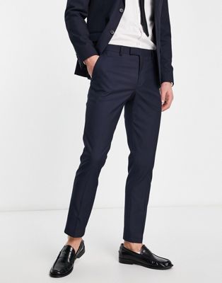 River Island skinny twill suit trousers in navy