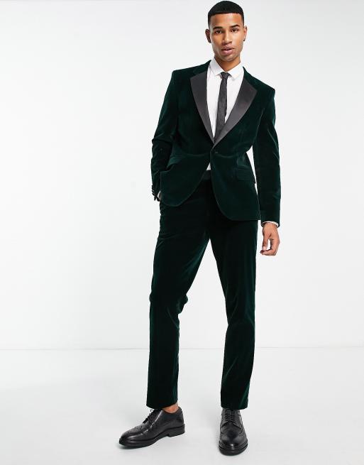 Green velvet suit online jacket mens