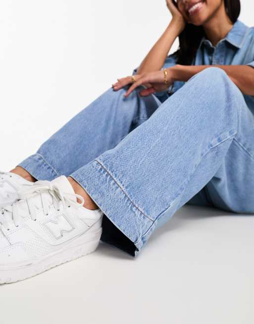 River Island - Skræddersyede dad-jeans med brede ben i mellemblå vask, 3 af 5