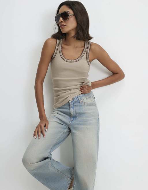 River Island Sl whipstitch tank 2 col in black, 3 of 4