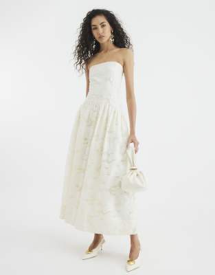 River Island Sleeveless bandeau midi dress in cream - view 1