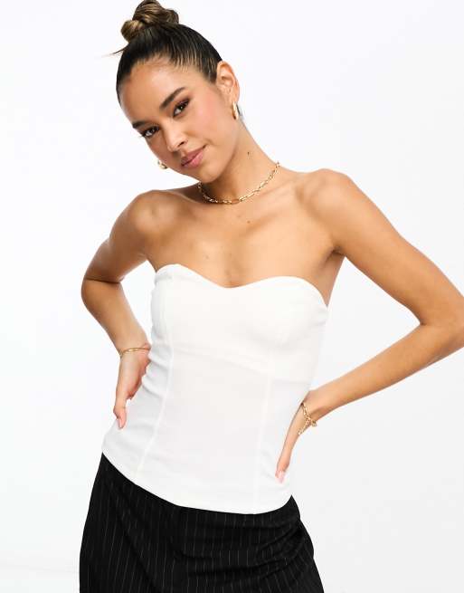 River Island White Bandeau Crop Top, $56, River Island