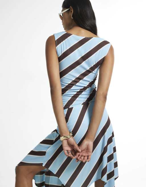 River Island Sleeveless boat neck stripe top in blue, 4 of 4