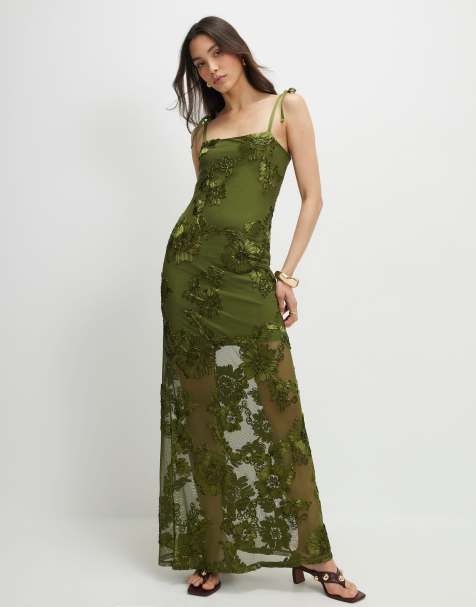 River Island Sleeveless cornelli maxi dress in khaki - view 1