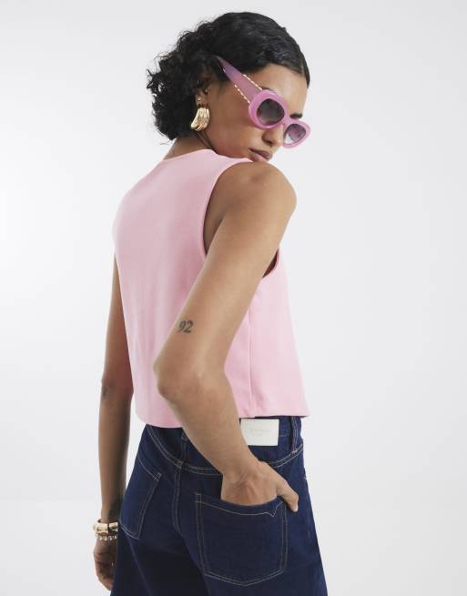 River Island Sleeveless cropped waistcoat in pink - medium | ASOS