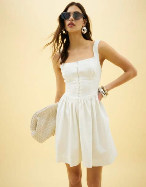 River Island Sleeveless denim mini dress in white - view 1