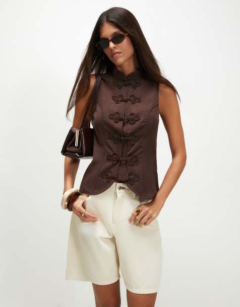 River Island Sleeveless drummer top in brown - view 1