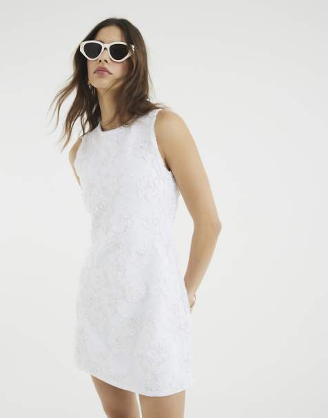 River Island Sleeveless floral overlay mini dress in white - view 1