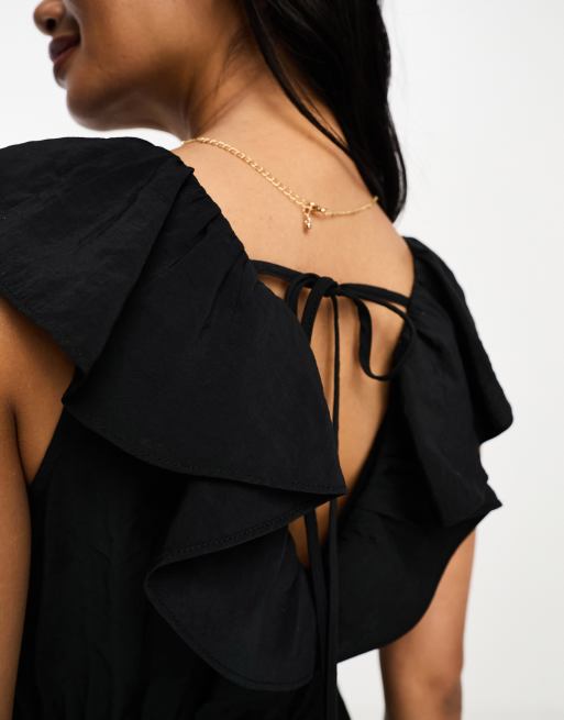 Black frill tea dress hotsell