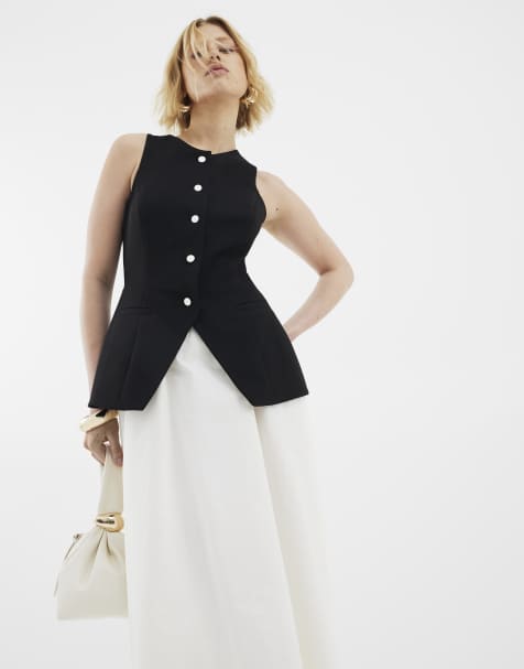 River Island Sleeveless hybrid waistcoat midi dress in black - view 1