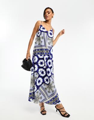 River Island sleeveless maxi dress in blue ASOS