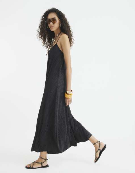 River Island Sleeveless plisse maxi dress in black - view 1