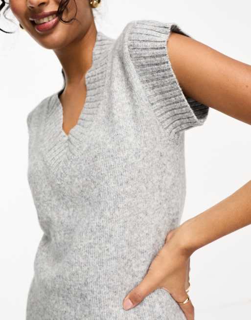 River Island sleeveless relaxed midi sweater dress in gray ASOS