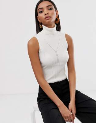 sleeveless roll neck jumper