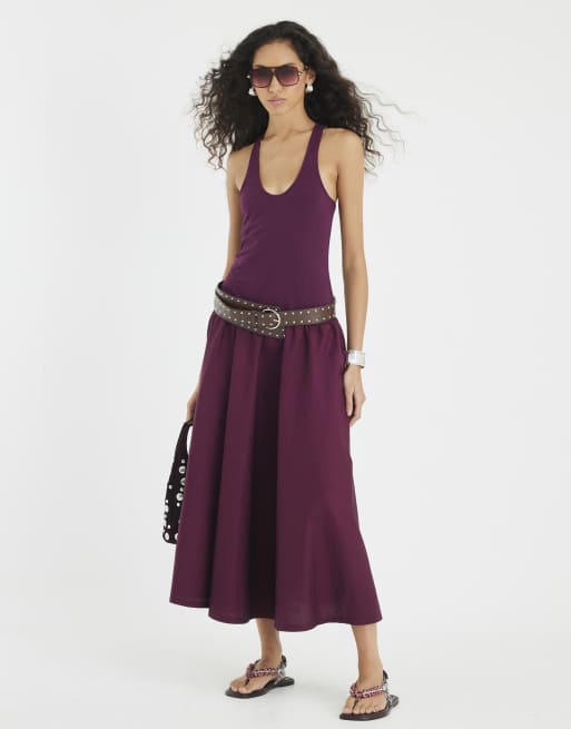 River Island Sleeveless scoop neck maxi dress in red - dark