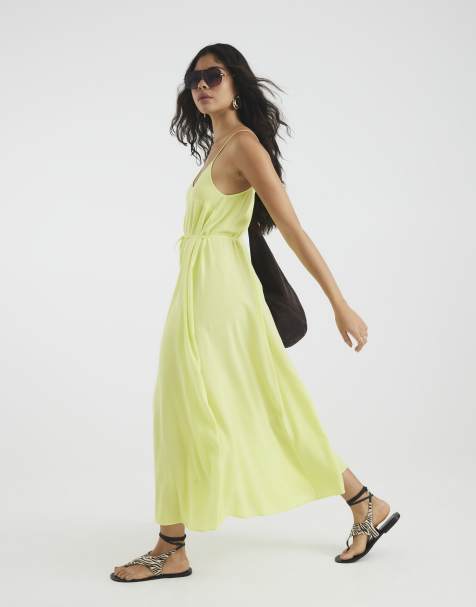 River Island Sleeveless tie waist maxi dress in lime - view 1