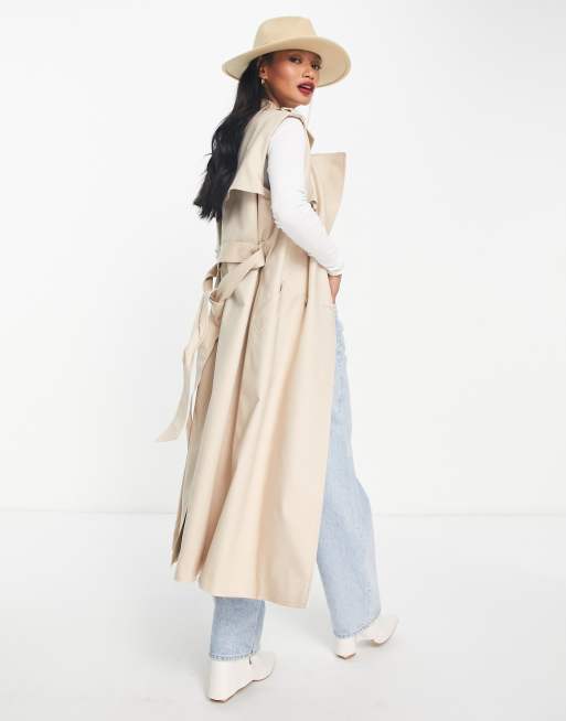 Sleeveless hot sale long coat