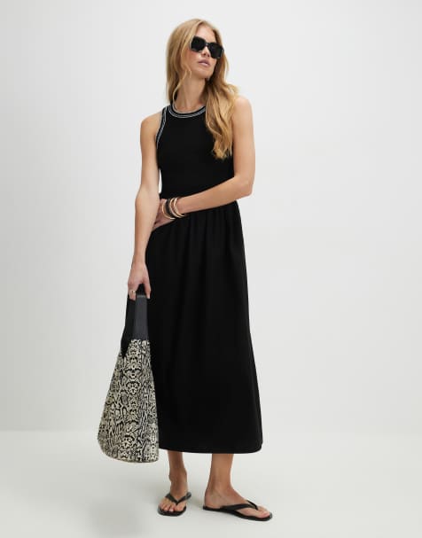 River Island Sleeveless whipstitch maxi dress in black - view 1