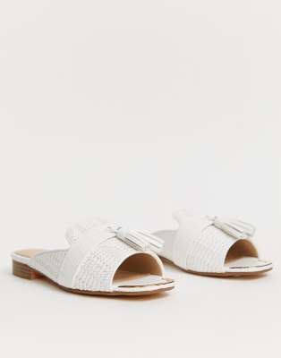 river island white sliders
