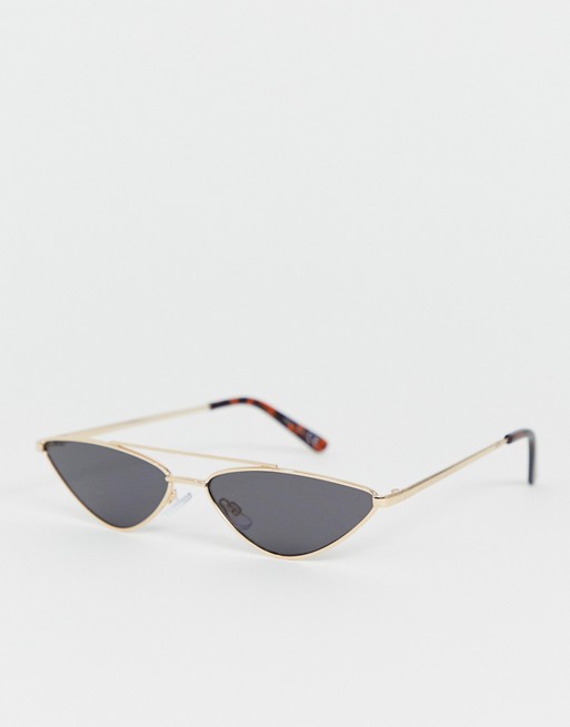 River Island slim cateye sunglasses in black