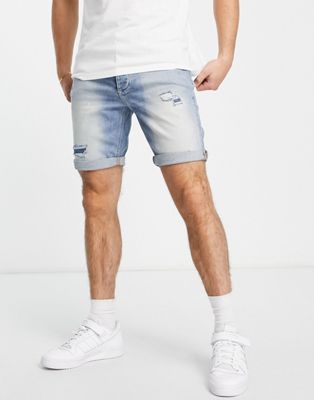 River Island slim denim shorts in light blue - ASOS Price Checker