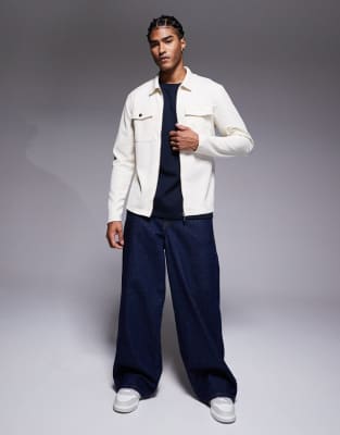 River Island Slim Double Pocket Jacket In White