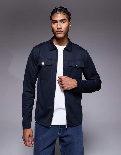 River Island slim double pocket jacket in navy - view 1