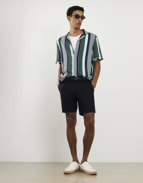 River Island Slim fit belted chino shorts in navy - view 1