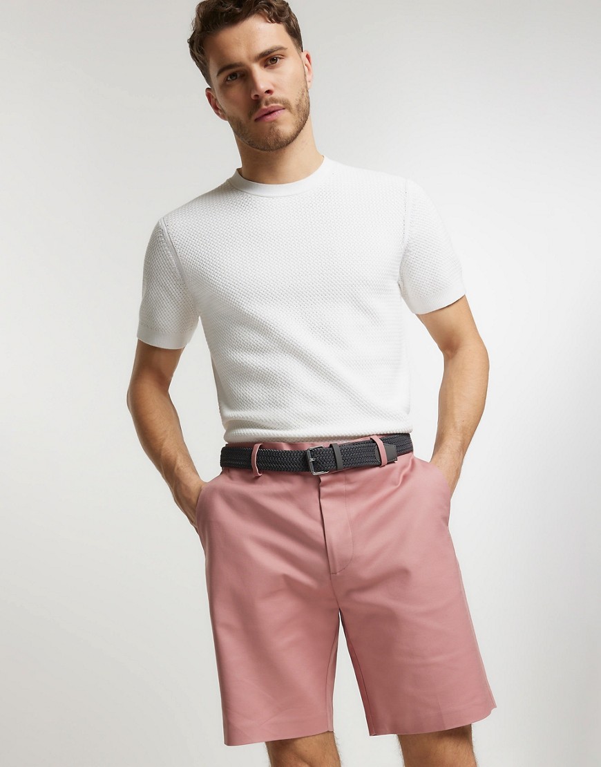 River Island Slim fit belted chino shorts in pink - light