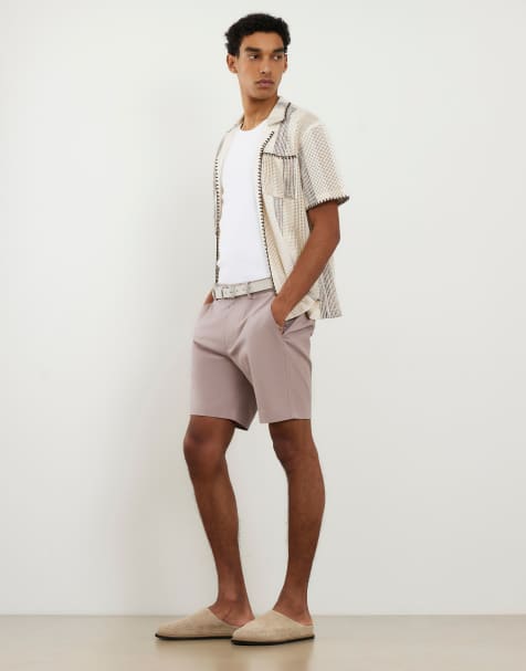 River Island Slim fit belted chino shorts in pink - view 1