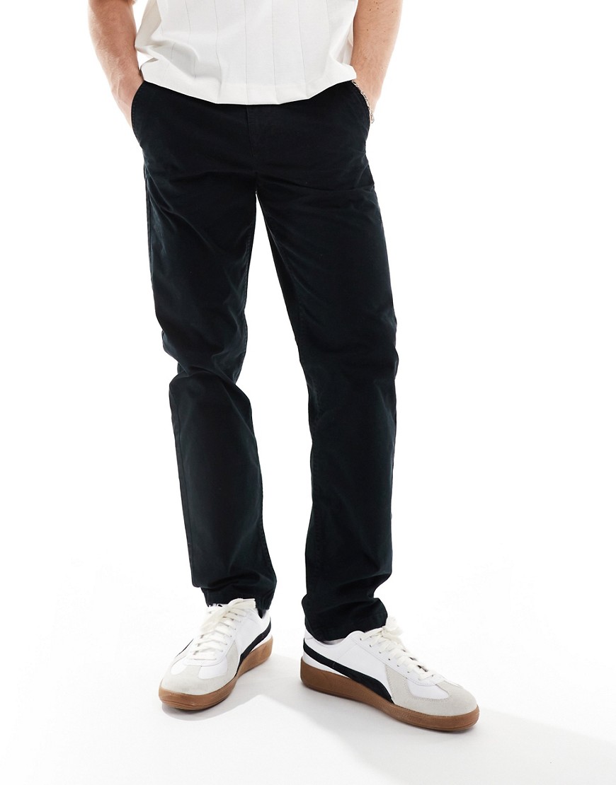 River Island Slim fit casual chino trousers in black
