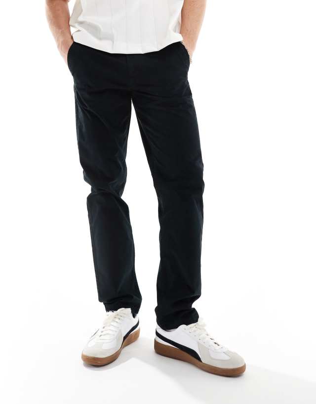 River Island - slim fit casual chino trousers in black