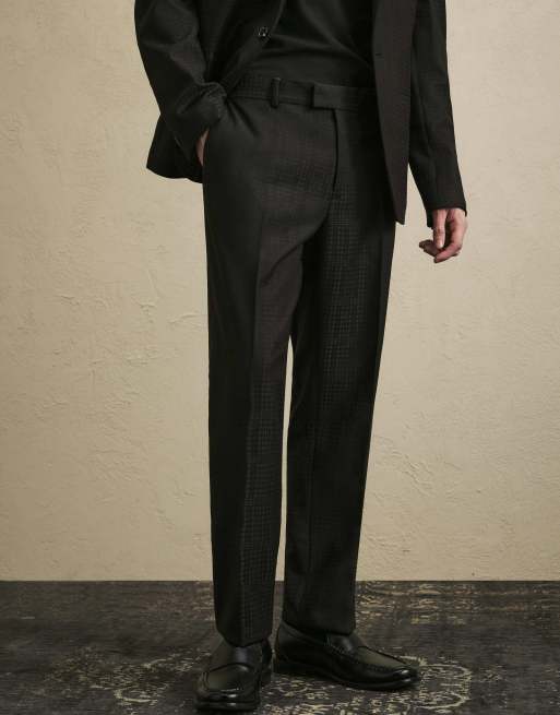 River Island Slim fit check tailored trousers in black, 3 of 4
