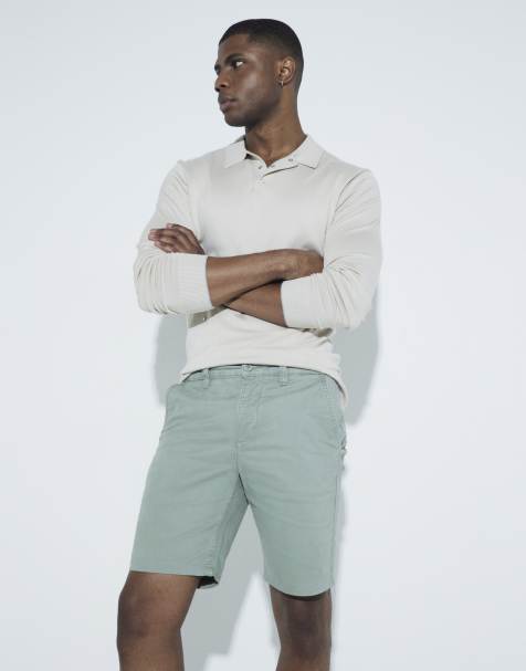 River Island Slim fit chino shorts in green - light - view 1