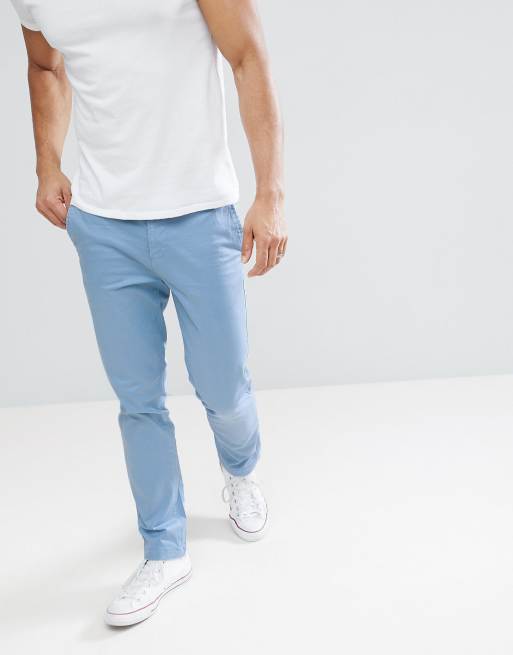 River Island Slim Fit Chinos In Light Blue